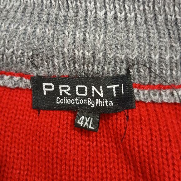 Pronti Collection by PHITA Men's 4XL Red Argyle 1/4-Zip Neck Big & Tall - Picture 2 of 15